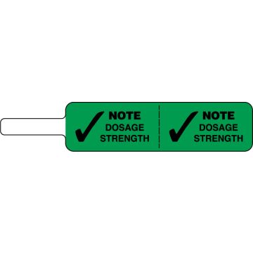 Note Dosage Strength Flag Label, 3-7/8" x 3/4"