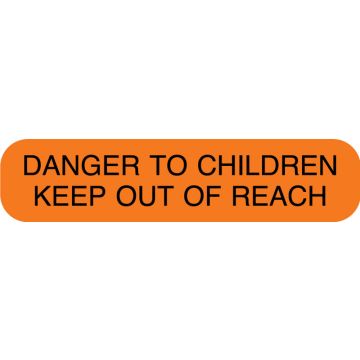 Danger To Children Keep Out Of Reach, Medication Instruction Label,1-5/8" x 3/8"