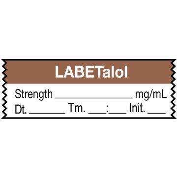 Anesthesia Tape, Labetalol mg/mL, Date Time Initial, 1-1/2" x 1/2"