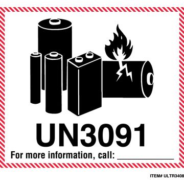 Lithium Battery, UN3091, 4-5/8" x 5"
