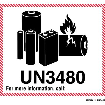 Lithium Battery, UN3480, 4-5/8" x 5"