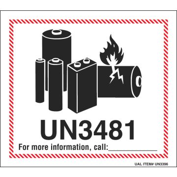 LITHIUM BATTERY, Shipping Label,  5" x 4-5/8"