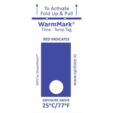 WarmMark Single-Use Temperature Indicator 25C/77F 8 hr