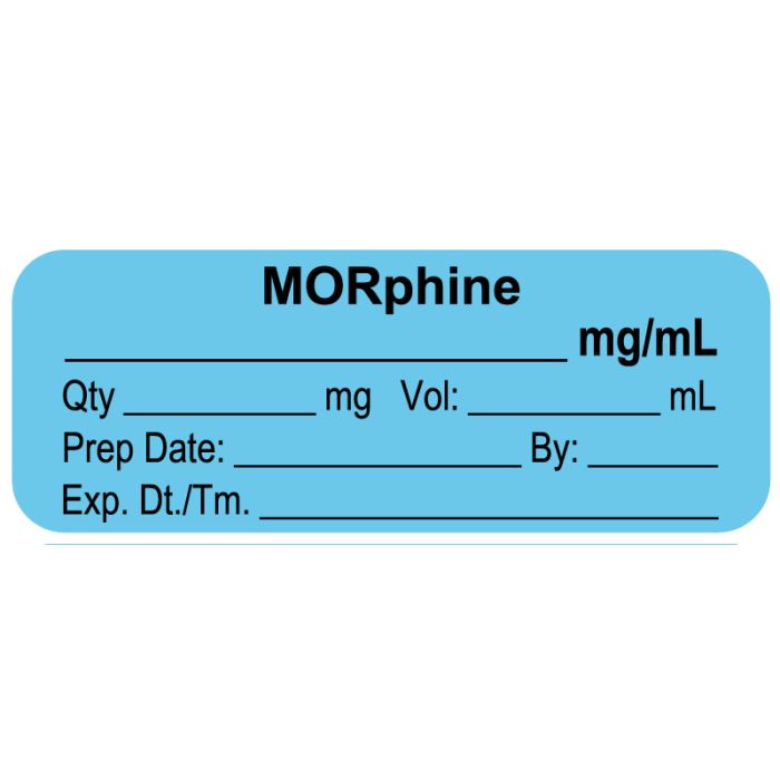 Anesthesia Label, MORphine mg/mL, 2" x 3/4"
