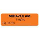 Anesthesia Label, Midazolam 1 mg/mL, 1-1/2" x 1/2"