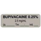 Anesthesia Label, Bupivacaine 0.25% 2.5 mg/mL Date Time Initial, 1-1/2" x 1/2"