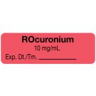 Anesthesia Label, Rocuronium 10mg/mL, 1-1/2" x 1/2"