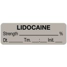 Anesthesia Label, Lidocaine % Date Time Initial, 1-1/2" x 1/2"