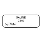Anesthesia Label, Saline 0.9%, 1-1/2" x 1/2"