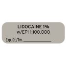 Anesthesia Label, Lidocaine 1% W EPI, 1-1/2" x 1/2"