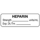 Anesthesia Label, Heparin Units/mL, 1-1/2" x 1/2"