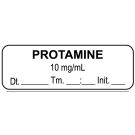 Anesthesia Label, Protamine 10 mg/mL Date Time Initial, 1-1/2" x 1/2"