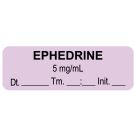 Anesthesia Label, Ephedrine 5mg/mL Date Time Initial, 1-1/2" x 1/2"