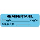 Anesthesia Label, Remifentanil mcg/mL, 1-1/2" x 1/2"