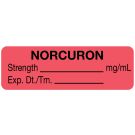 Anesthesia Label, Norcuron mg/mL, 1-1/2" x 1/2"