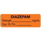 Anesthesia Label, Diazepam mg/mL, 1-1/2" x 1/2"