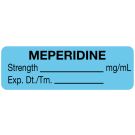 Anesthesia Label, Meperidine mg/mL, 1-1/2" x 1/2"