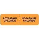 Potassium Chloride, IV Line Identification Label, 3" x 7/8"