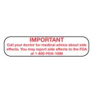 Medication Side Effects, Medication Instruction Label, 1-5/8" x 3/8"