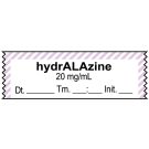 Anesthesia Tape, Hydralazine 20 mg/mL, Date Time Initial, 1-1/2" x 1/2"