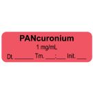 Anesthesia Label, Pancuronium 1mg/mL Date Time Initial, 1-1/2" x 1/2"