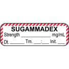 Anesthesia Label Sugammadex mg/mL, Date Time Initial, 1-1/2" x 1/2"