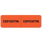 Cefoxitin IV Line Identification Label, 3" x 7/8"