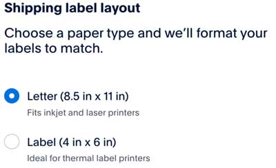 Paypal - Shipping label layout